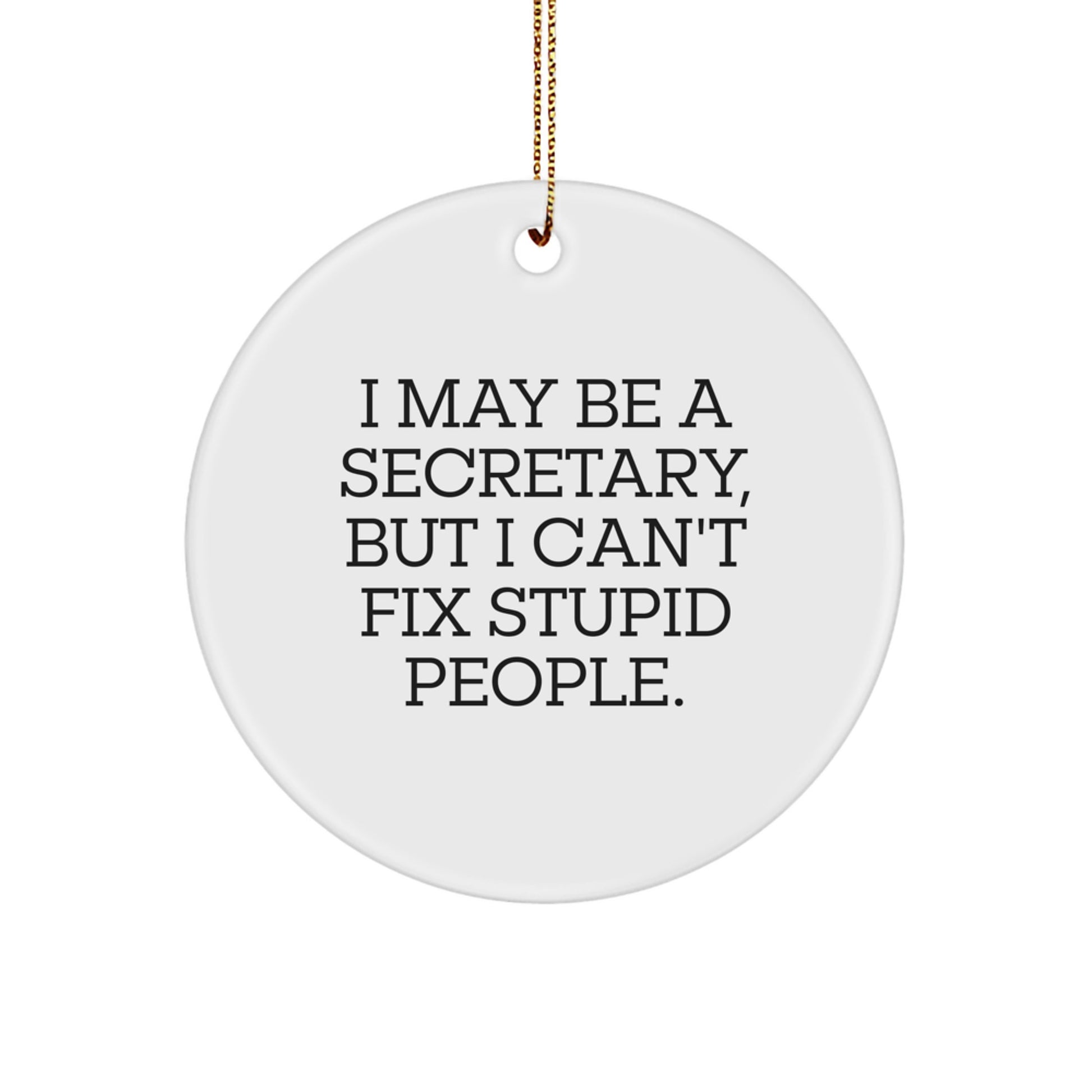 Funny Secretary Gifts for Office, Cute MDF Circle Ornament with Sublimation Quote I May Be A Secretary, Perfect Christmas Unique Gifts from Friends to Coworkers - Image 1
