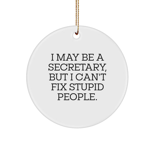 Funny Secretary Gifts for Office, Cute MDF Circle Ornament with Sublimation Quote I May Be A Secretary, Perfect Christmas Unique Gifts from Friends to Coworkers - Image 1
