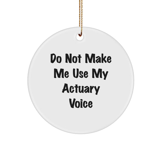Funny Actuary Gifts from Friends - 'Do Not Make Me Use My Actuary Voice' Christmas Circle Ornament for Actuaries - Image 1