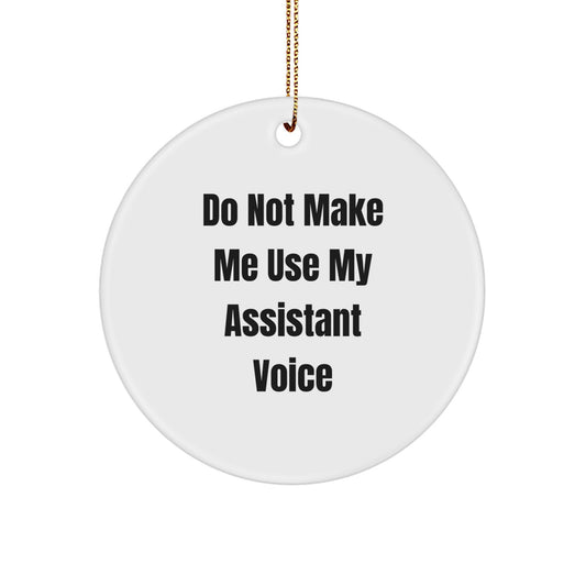 Funny Assistant Gifts for Men from Friends, 'Do Not Make Me Use My Assistant Voice' Circle Ornament for Christmas Unique Gifts - Image 1