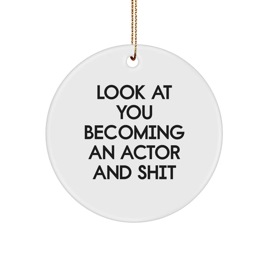 Christmas Gift for Her Actor Circle Ornament Present with Quote - Image 1