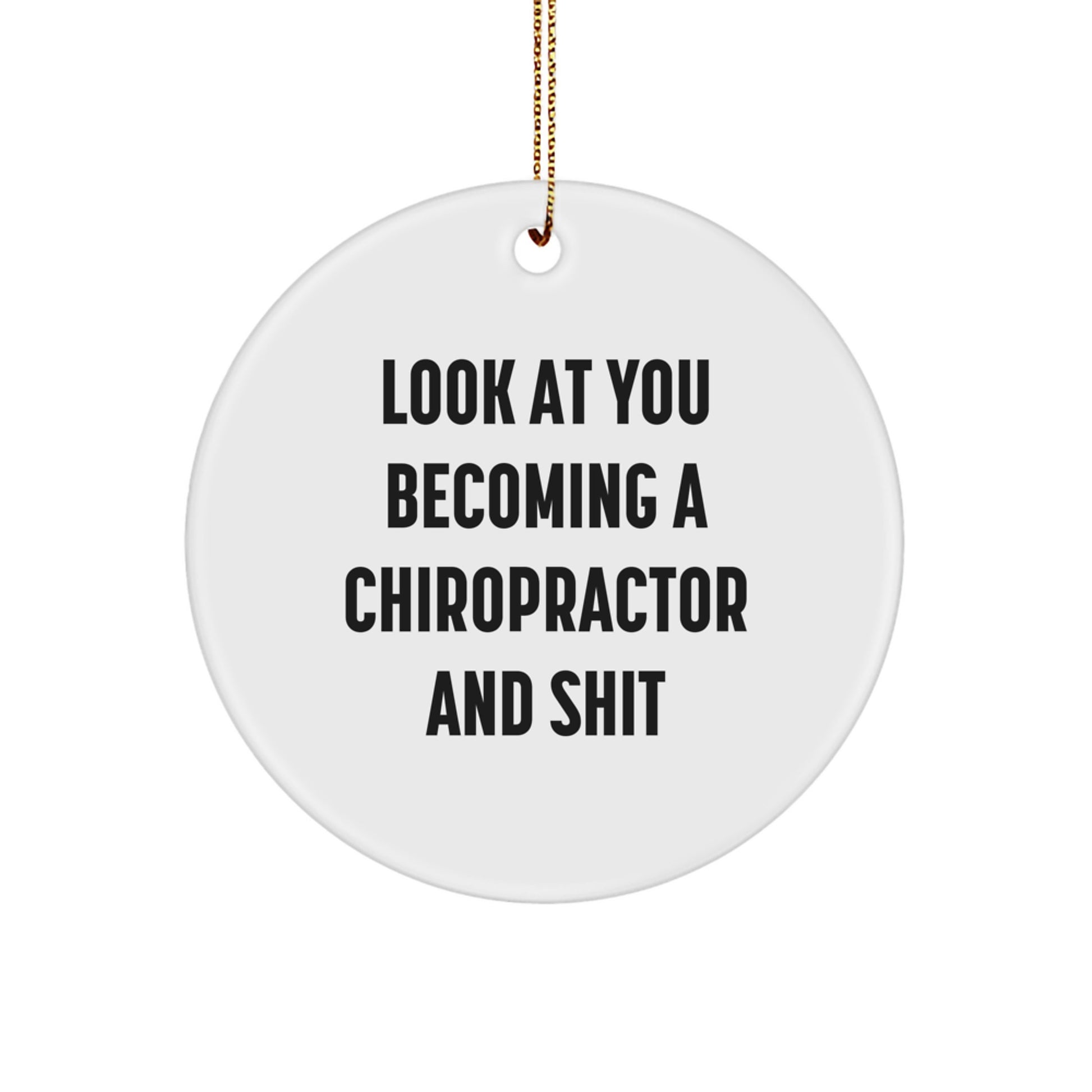 Funny Chiropractor Christmas Unique Gifts - 'Look At You Becoming A Chiropractor' Circle Ornament for Chiropractor Friends and Family - Image 1