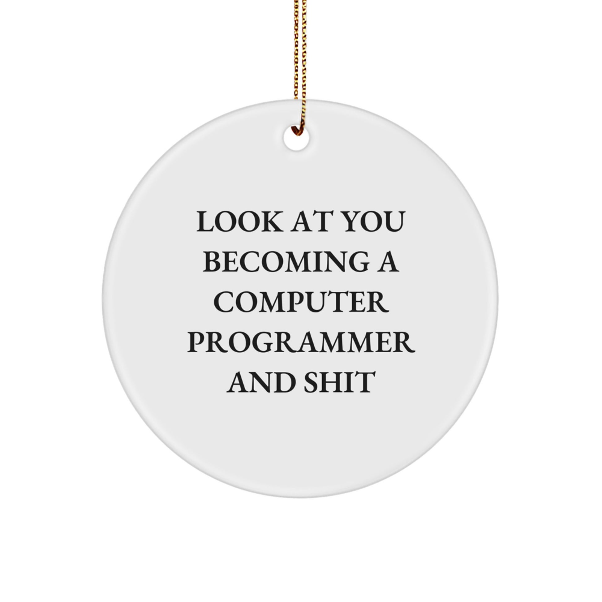 Funny Computer Programmer Gifts for Men - Circle Ornament from Friends - Look At You Becoming A Computer Programmer And Shit Christmas Unique Gifts - Image 1