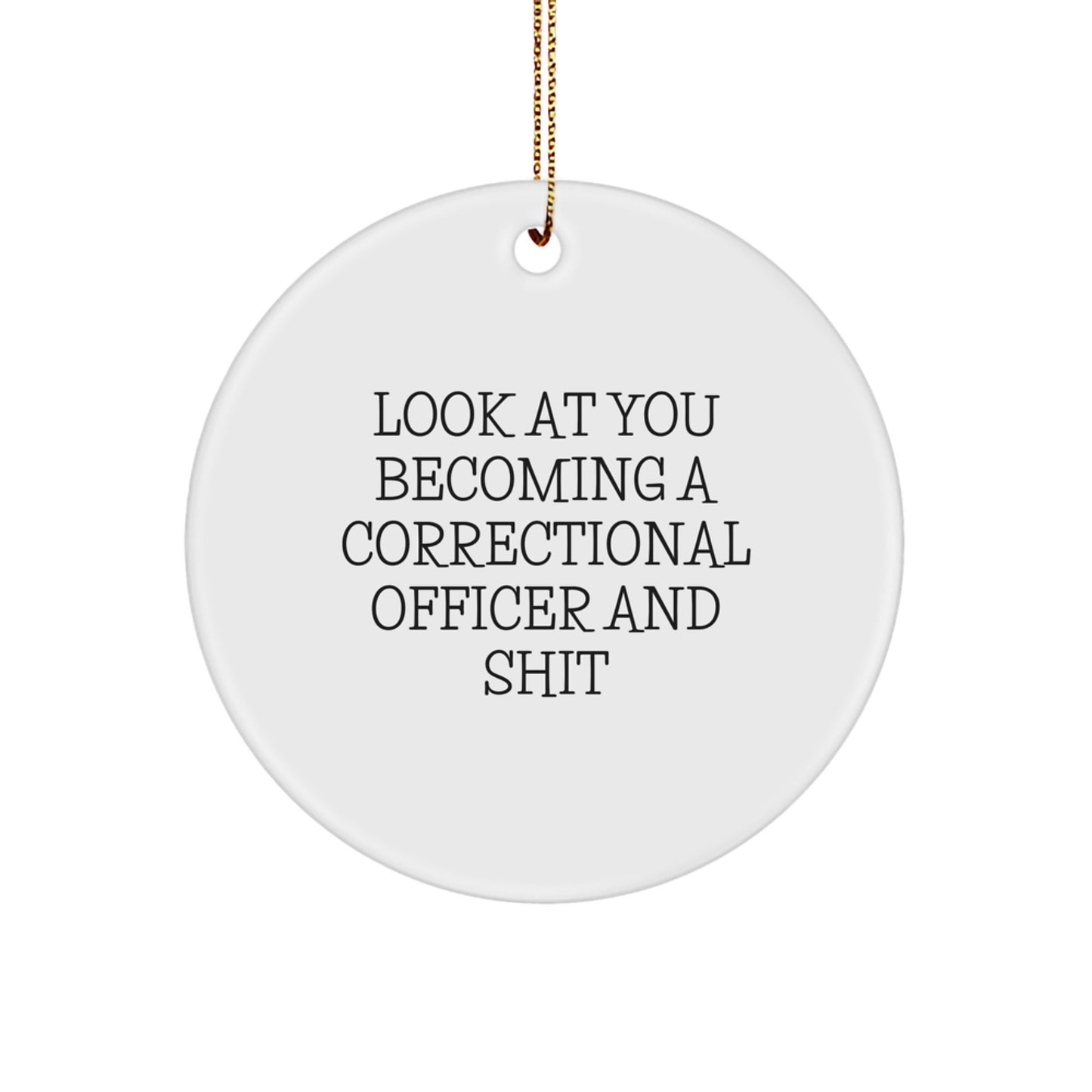 Unique Correctional Officer Ornaments Gifts from Friends and Family for Christmas Unique Gifts - 'Look At You Becoming A Correctional Officer And Shit' Circle Shape Decorations - Image 1