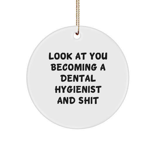 Christmas Gift for Her Dental Hygienist Ornament Present with Quote - Image 1