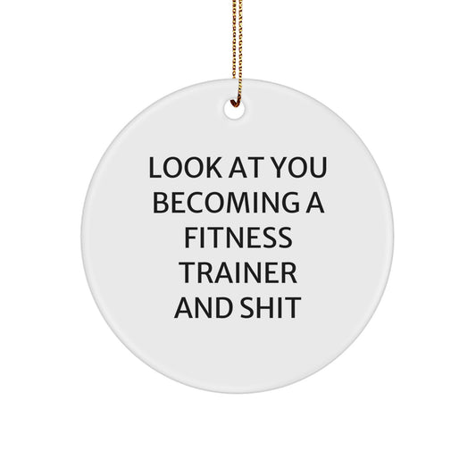 Fitness Trainer Circle Christmas Ornament Idea for Coworkers Gift - Image 1