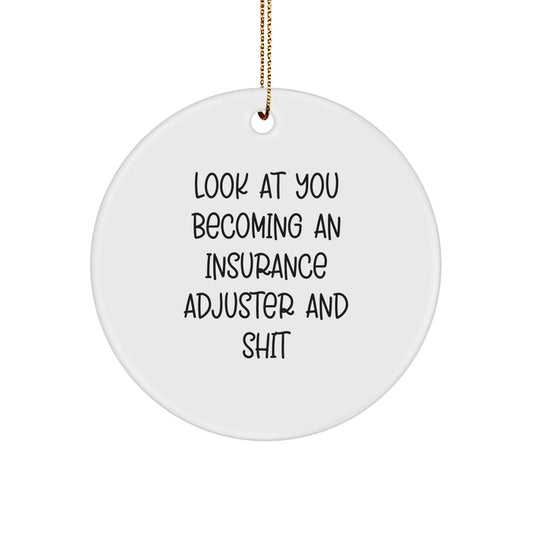 Insurance Adjuster Circle Ornament for a Best Friend Christmas Gift - Image 1