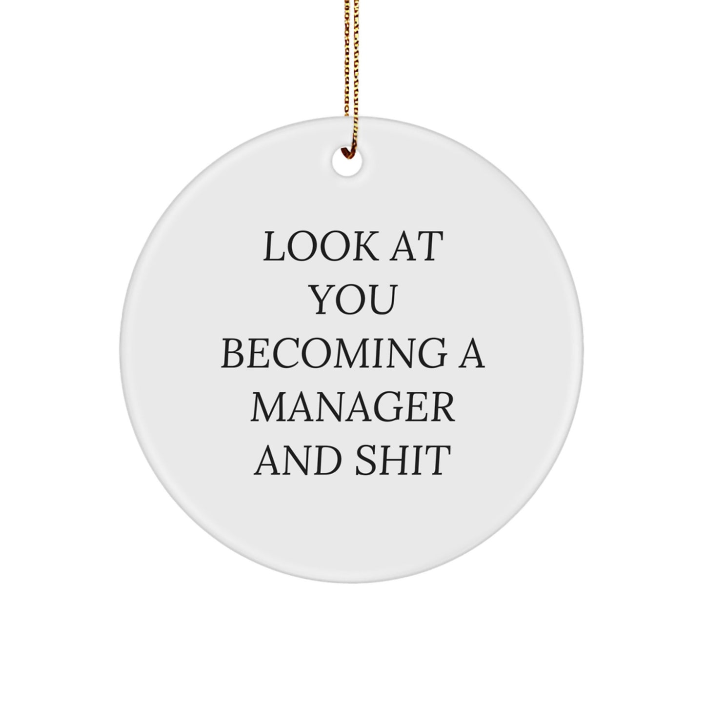 Funny Quote Gifts for Men Manager Christmas Circle Ornament from Friends, Look At You Becoming A Manager And Shit - Image 1