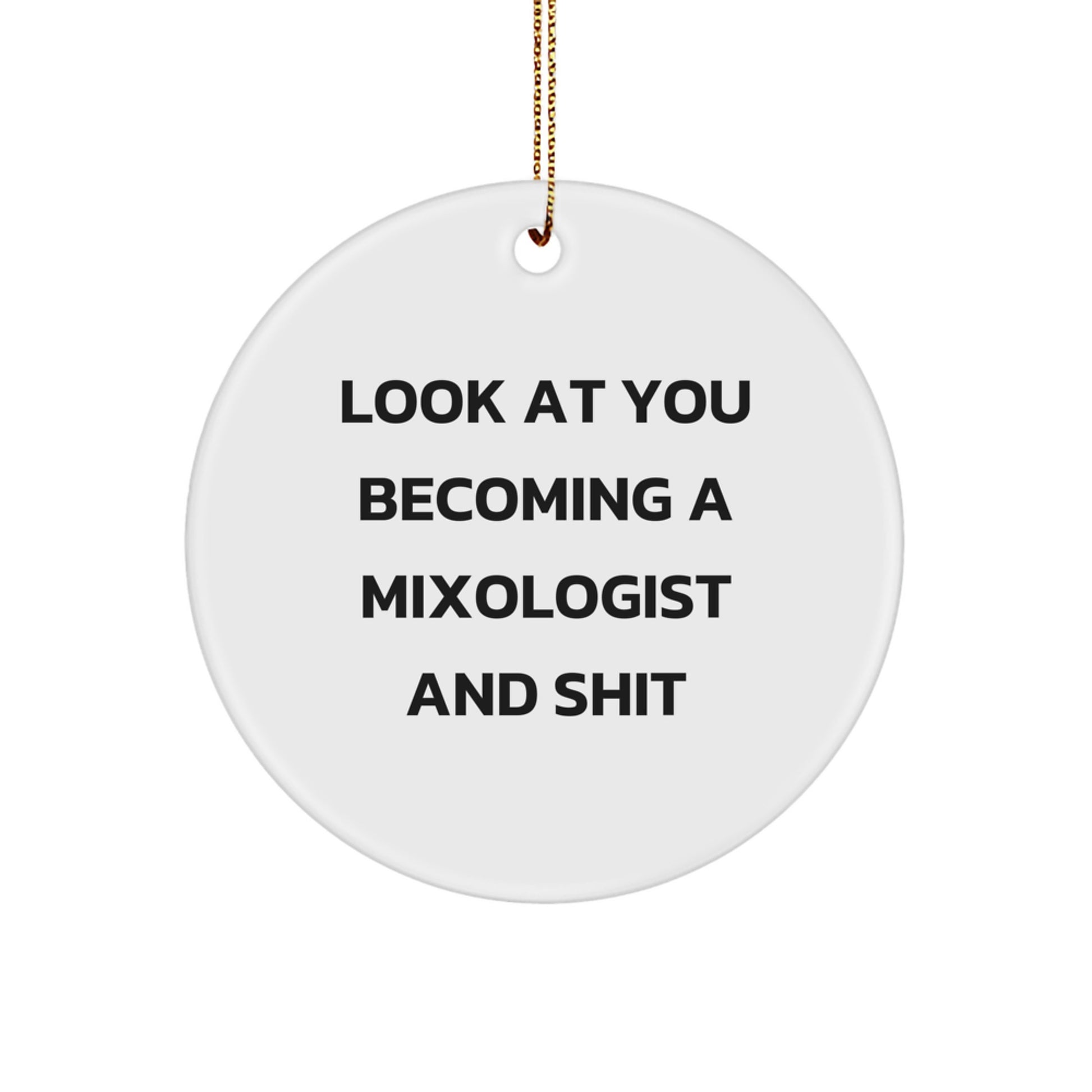 Funny Mixologist Christmas Unique Gifts from Friends for Mixologist Enthusiasts, Look At You Becoming A Mixologist And Shit, Circle Ornament, Gift for Men or Women - Image 1