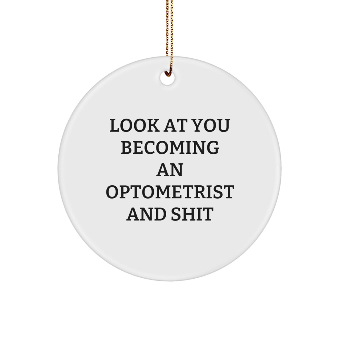 Funny Optometrist Gifts for Men - Circle Ornament with Look At You Becoming An Optometrist And Shit Quote, Christmas Unique Decorations for Home, Office, or School - Image 1