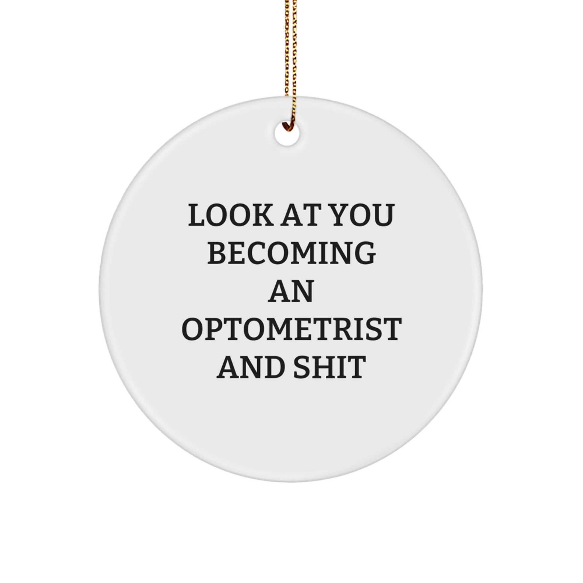 Funny Optometrist Gifts for Men - Circle Ornament with Look At You Becoming An Optometrist And Shit Quote, Christmas Unique Decorations for Home, Office, or School - Image 1