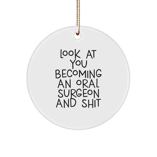 Christmas Gift for Her Oral Surgeon Circle Bright Ornament Present - Image 1