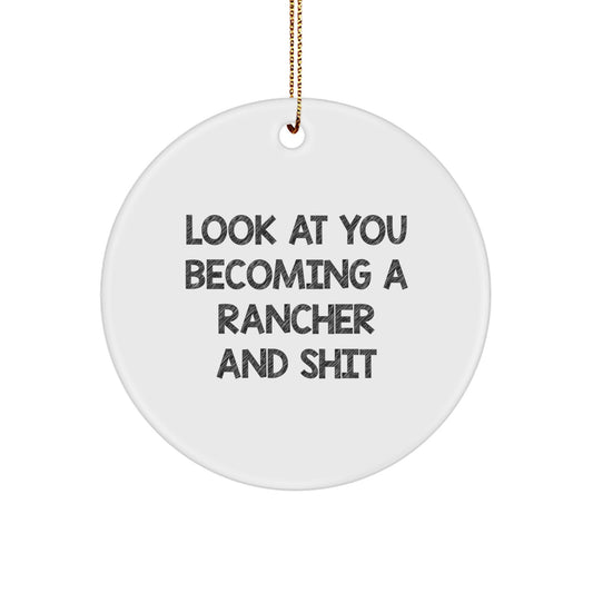 Funny Rancher Christmas Circle Ornament Gifts for Rancher Friends from Family - Image 1