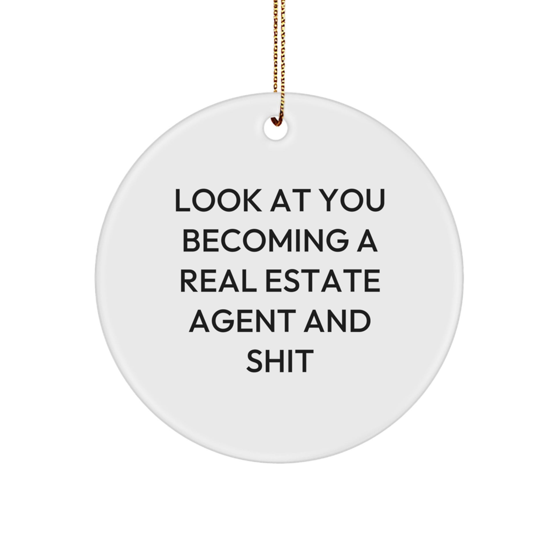 Funny Real Estate Agent Gifts for Men, Christmas Unique Gifts from Friends, Circle Ornament Look At You - Image 1