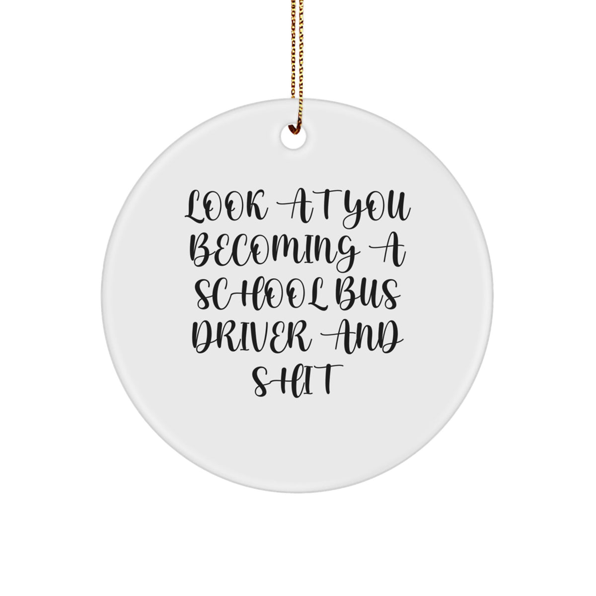 Christmas Gift for Her Present School Bus Driver Circle Ornament - Image 1
