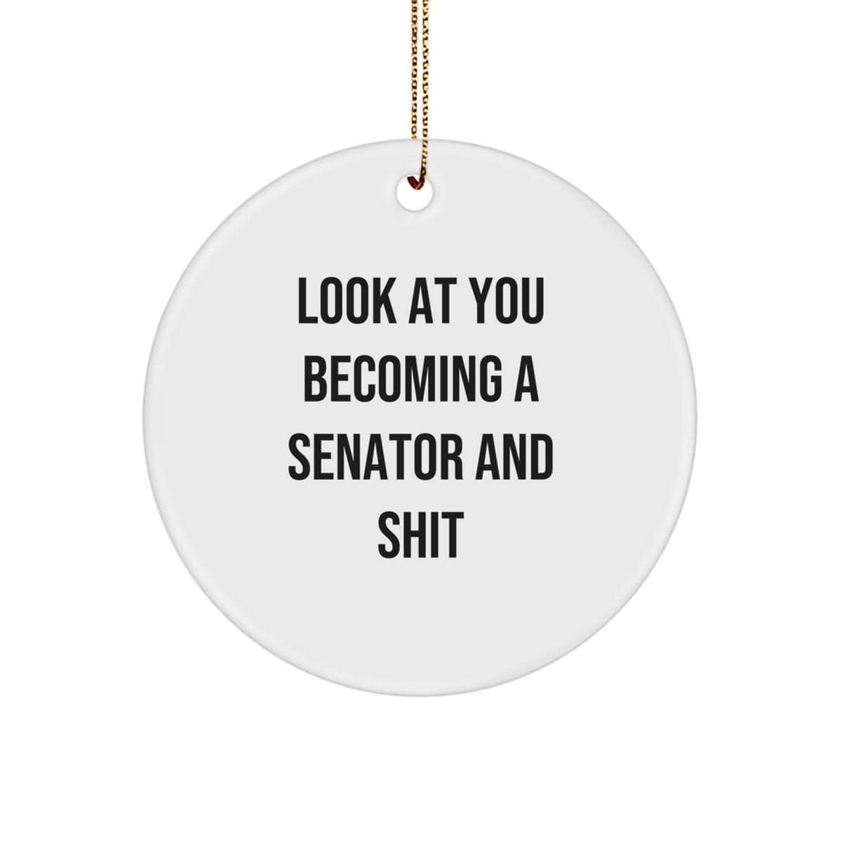 White Mdf Senator Circle Ornament Christmas Gift For Coworkers Idea - Image 1