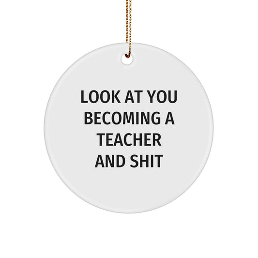 Favorite Teacher Circle Ornament for Kids Christmas Gift Keepsake - Image 1