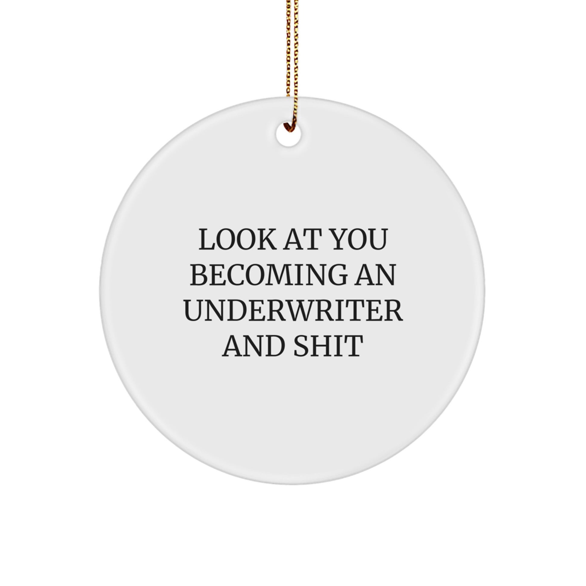 Underwriter Gifts from Friends - 'Look At You Becoming An Underwriter And Shit' Funny Circle Ornament for Christmas Unique Gifts - Image 1