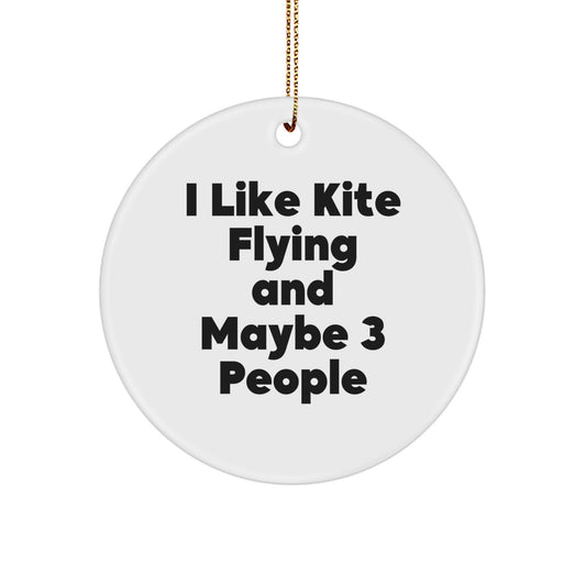 Funny Kite Flying Circle Ornaments, Gifts from Friends for Kite Flyers, Christmas Unique Decorations, Circle Shaped White - Image 1