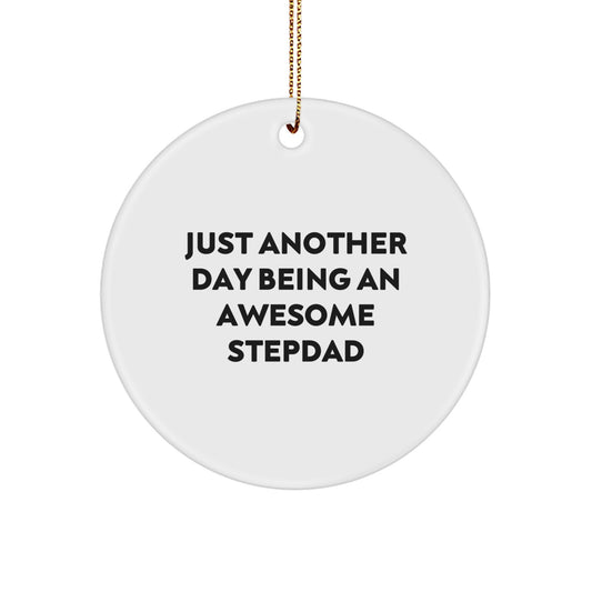 Funny Stepdad Gifts from Men, Unique Circle Ornaments for Stepdads, Just Another Day Being an Awesome Stepdad - Image 1