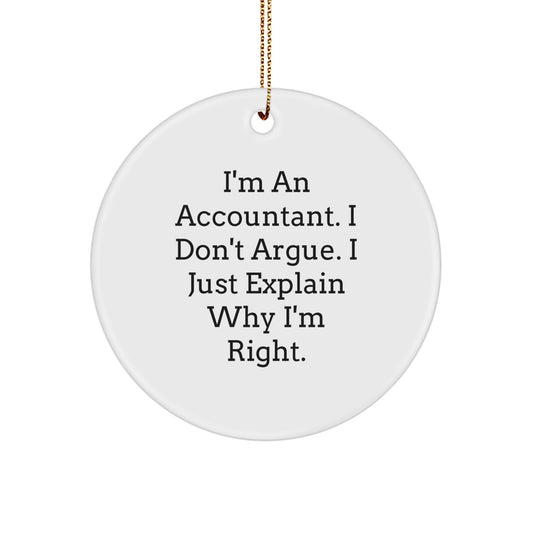 Funny Accountant Gifts for Coworkers, Cute Christmas Circle Ornament with Inspirational Quote, Gifts from Friends - Image 1