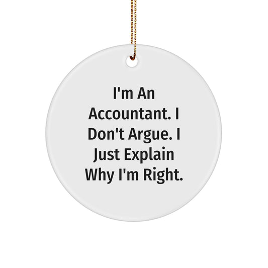 Funny Accountant Gifts, Circle Ornament, Christmas Unique Gift for Accountants, I'm an Accountant Gifts from Friends, Funny Quote Office Decor - Image 1