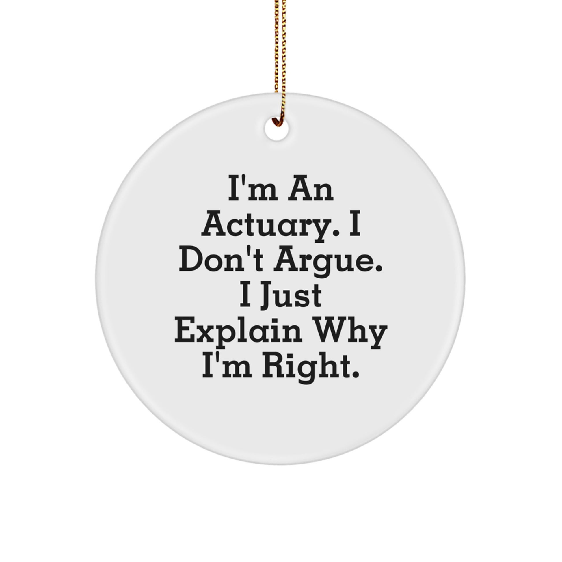 Funny Actuary Gifts from Men - Christmas Unique Gifts for Actuaries, Actuary Circle Ornament, I'm Right Quote - Image 1