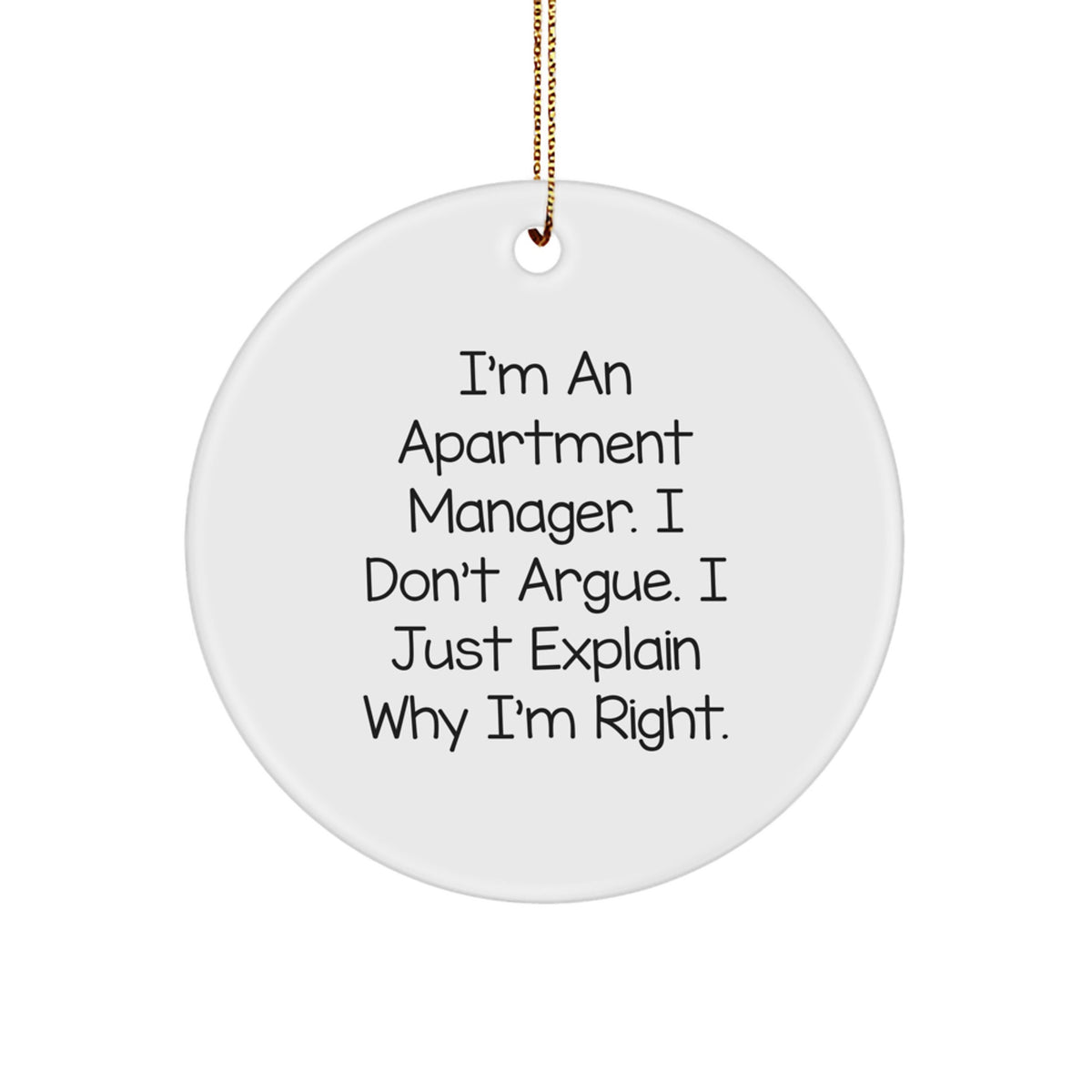 Christmas Gift for Kids Funny Apartment Manager Circle Ornament - I - Image 1