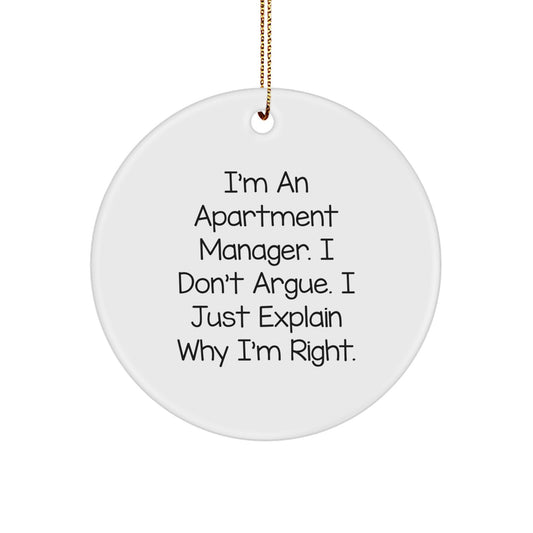 Christmas Gift for Kids Funny Apartment Manager Circle Ornament - I - Image 1