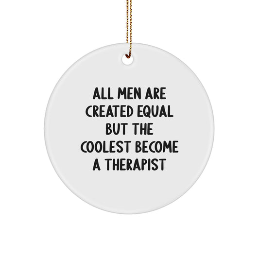 Therapist Keepsake White Circle Christmas Ornament for Him Durable Gift - Image 1