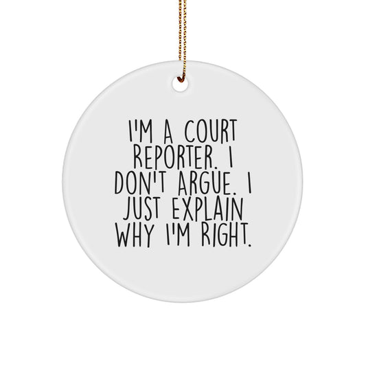 Sarcastic Court Reporter Christmas Ornament Gift for Friends, Novelty - Image 1