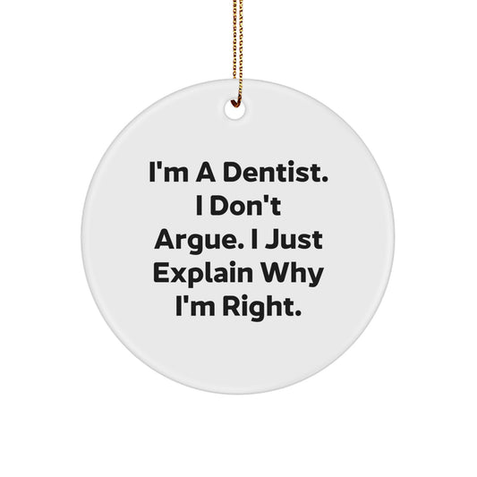 Christmas Gift for Her Dentist Circle Ornament Present - Image 1