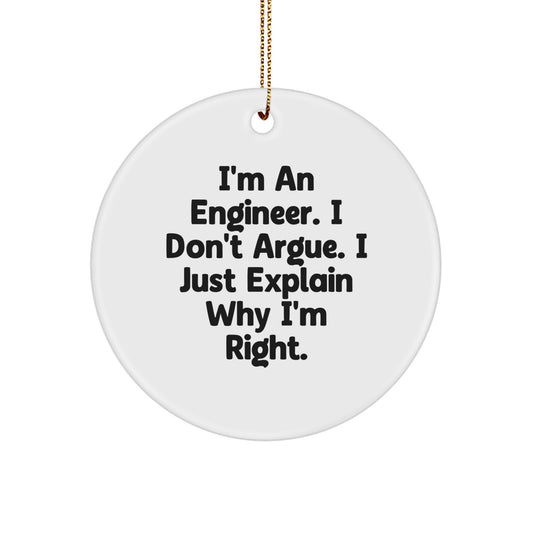Funny Engineer Circle Ornament, Gifts from Men for Engineer Friends, Christmas Unique Gifts - Image 1