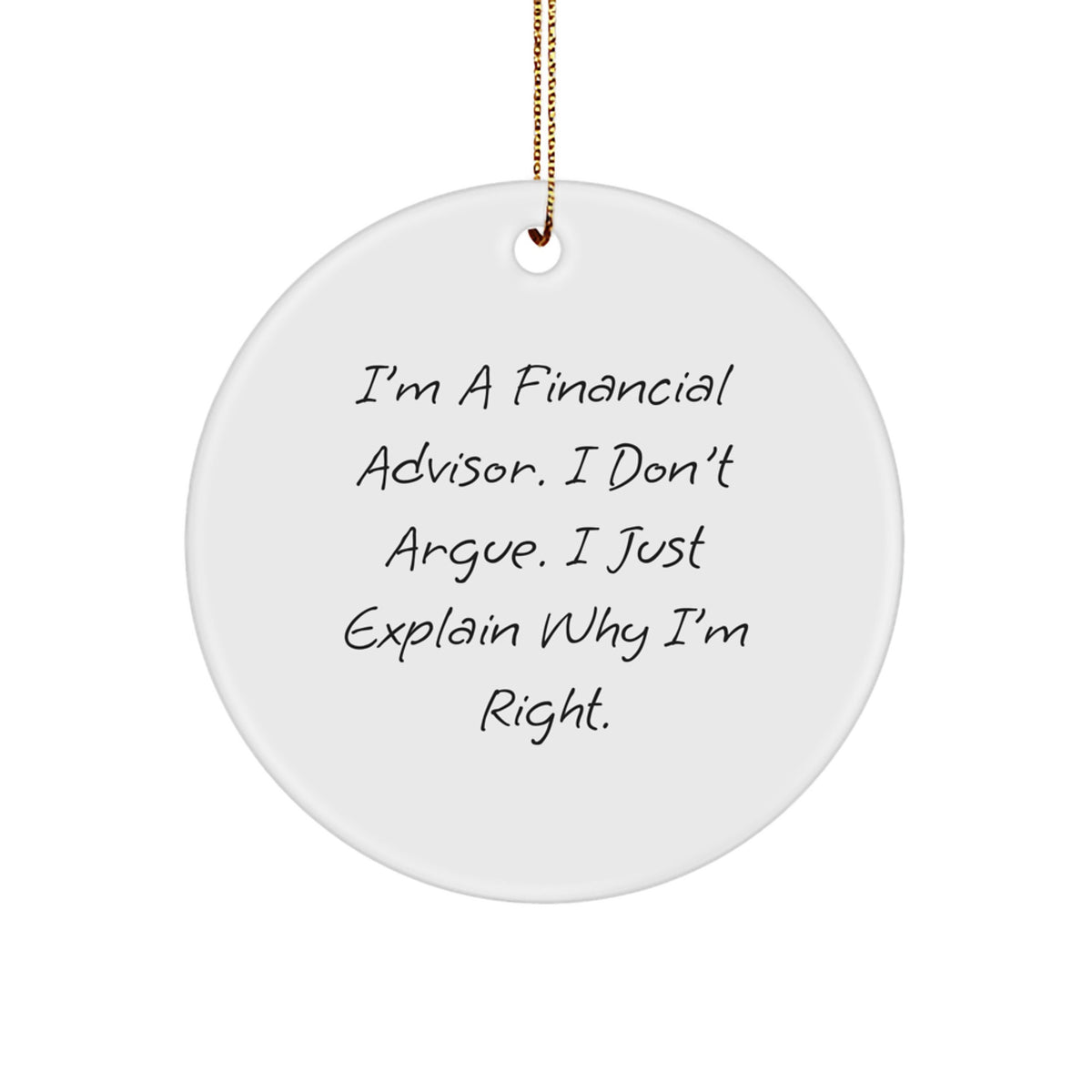 Christmas Gift for Her Financial Advisor Circle Ornament Present - Image 1
