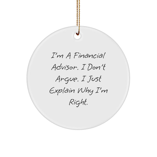 Christmas Gift for Her Financial Advisor Circle Ornament Present - Image 1