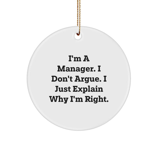 Funny Manager Gifts from Men to Boss Christmas Circle Ornament - White Circle Shaped - Image 1