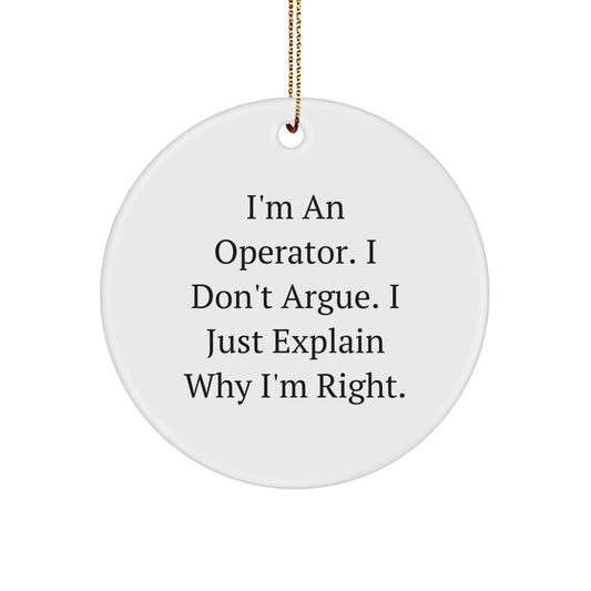 Funny Operator Gifts, Operator Christmas Unique Decorations, Circle Ornament for Operator Friends, Operator Coworkers, Operator Family - Image 1