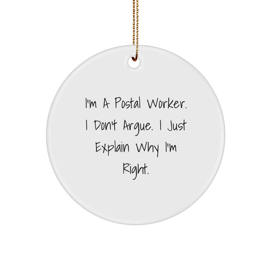 Funny Postal Worker Gifts for Men, Unique Circle Ornament Quotes, Christmas Unique Gifts from Friends, Coworkers, Family - Image 1