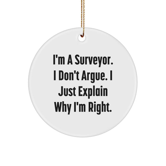 Funny Surveyor Gifts for Men, Surveyor Christmas Unique Ornaments, Circle Ornament Gifts from Friends - Image 1