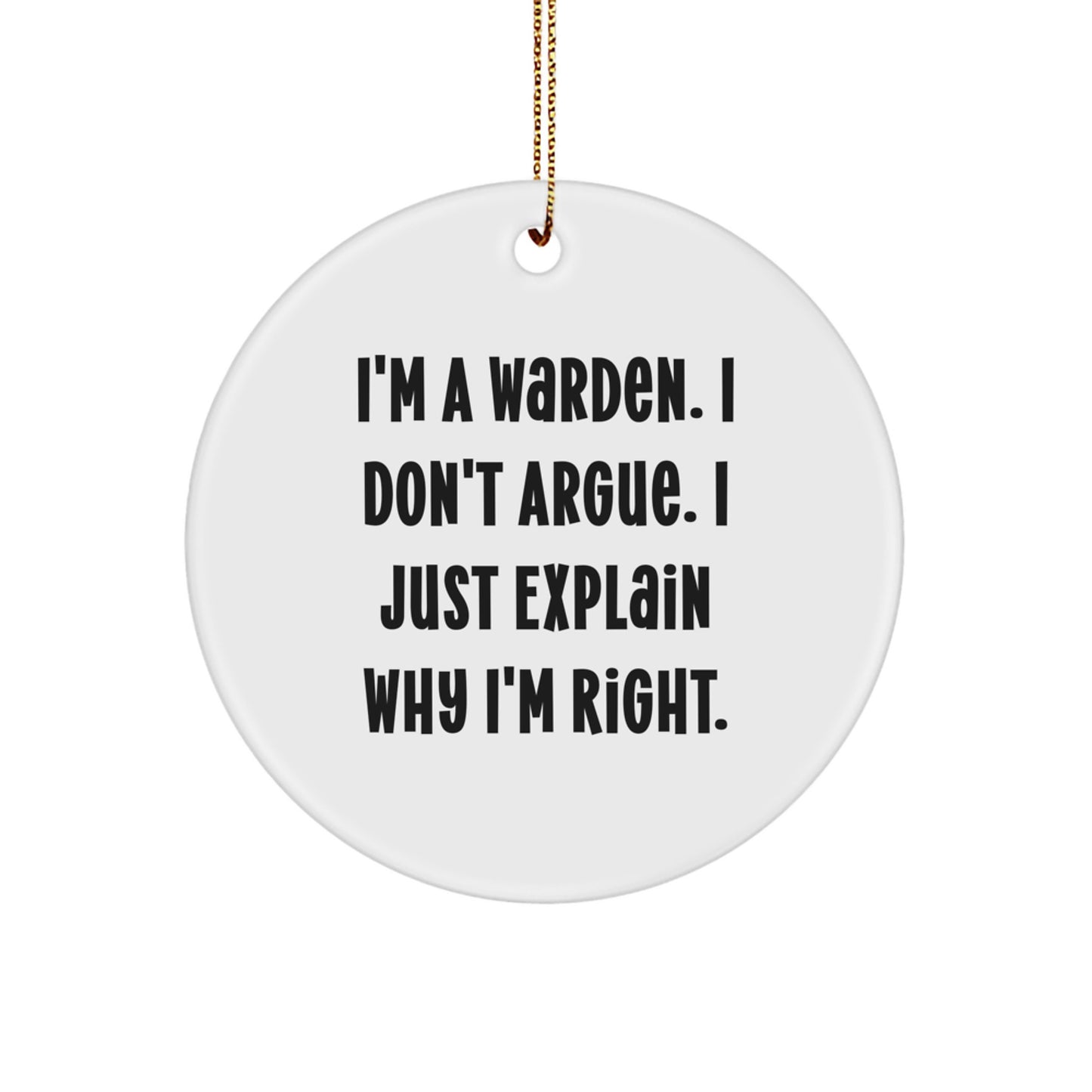 Funny Warden Gifts from Men, Warden Christmas Unique Gifts for Warden, Warden Circle Ornament Decoration - Image 1