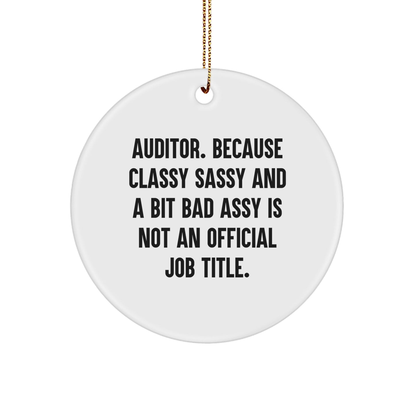 Funny Auditor Gifts from Family for Auditor Men Christmas Unique Gifts - Circle Ornament with Sublimation Quote - Image 1
