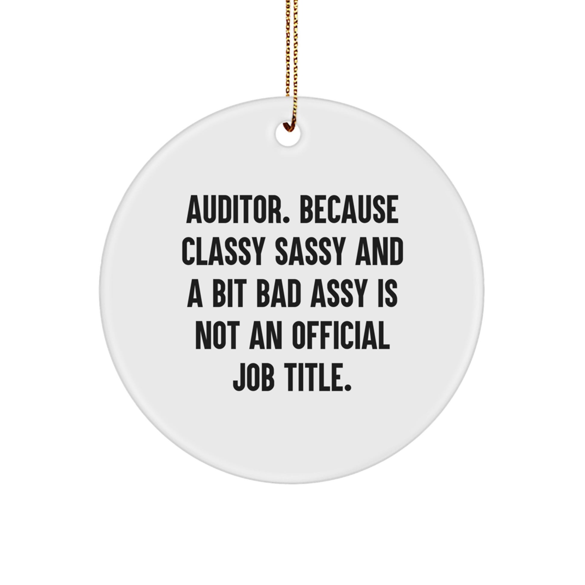 Funny Auditor Gifts from Family for Auditor Men Christmas Unique Gifts - Circle Ornament with Sublimation Quote - Image 1
