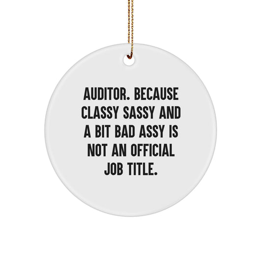 Funny Auditor Gifts from Family for Auditor Men Christmas Unique Gifts - Circle Ornament with Sublimation Quote - Image 1