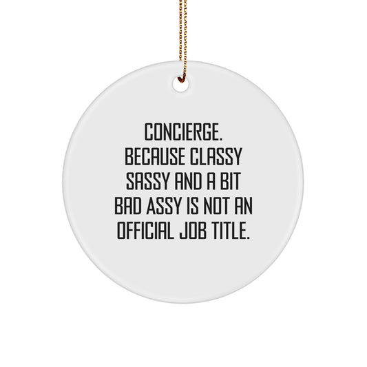 Funny Concierge Gifts from Friends for Concierge - Circle Ornament for Christmas Unique Gifts - Image 1