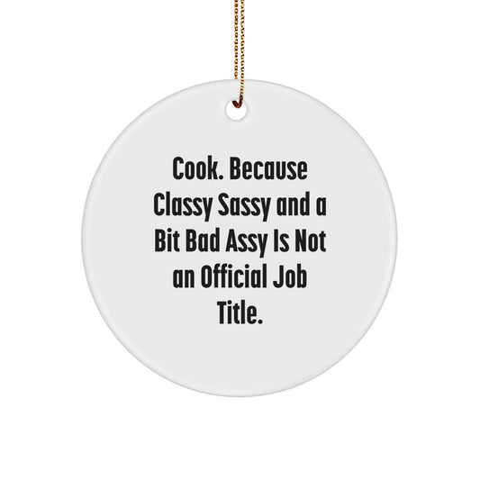 Funny Cook Gift Ideas, Circle Ornaments for Christmas, White Circle Ornament Gifts from Friends for Cooks - Image 1