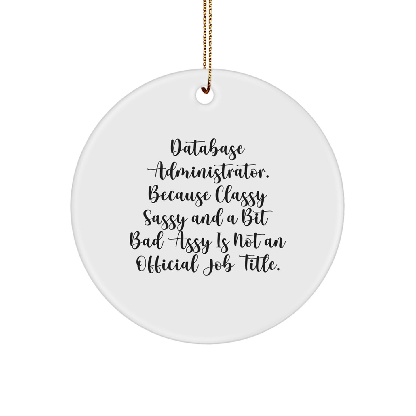 Funny Database Administrator Gifts for Her, Unique Circle Ornament with Sassy Quote, Gifts from Women to Coworkers, Perfect Christmas Memorable Presents - Image 1