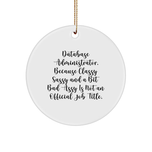 Funny Database Administrator Gifts for Her, Unique Circle Ornament with Sassy Quote, Gifts from Women to Coworkers, Perfect Christmas Memorable Presents - Image 1