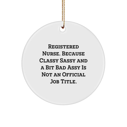Funny Registered Nurse Gifts, Circle Ornament Quote, Inspirational Nurse Appreciation Gifts from Friends, Christmas Unique Gifts for Registered Nurses - Image 1