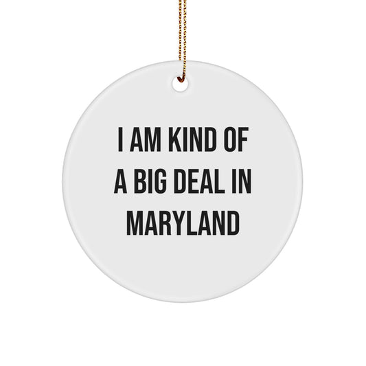 Maryland Love Gifts from Friends for Christmas Unique Circle Ornament, 'I Am Kind Of A Prime Selection In Maryland' Quote - Image 1