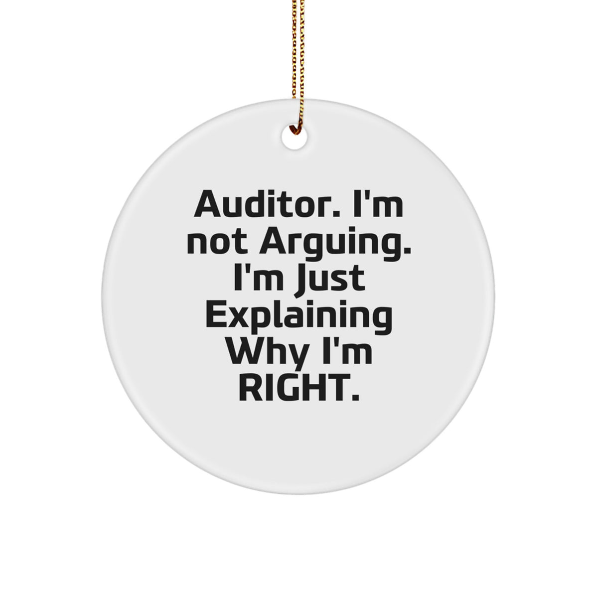 Sassy Auditor Christmas Ornament for Roommates Memento Gift White Circle - Image 1